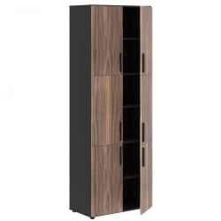 Шкаф с 3 комплектами глухих малых дверей VELION VENEER VRHCS 80.8 Американский орех Яшма черная