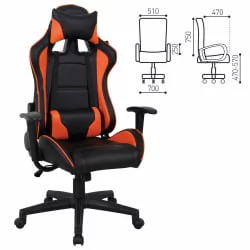 Кресло компьютерное BRABIX GT Racer GM-100 Черный-оранжевый