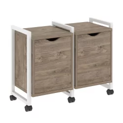 Тумба на колесных опорах наборная. Вариант №2 LOFT VR.L-TN-2.K Металл белый Тиквуд темный