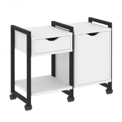 Тумба на колесных опорах наборная. Вариант №3 LOFT VR.L-TN-3.K Металл черный Белый Бриллиант
