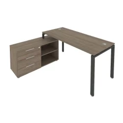 Рабочая станция на П-образном м/к с опорной тумбой левая Metal System Б.РС-СТС-2.4 Л Вяз/Антрацит