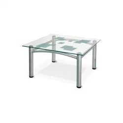 Квадратный стол Робер 2М Металлик/ прозрачное
