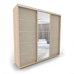 Шкаф-купе 3-х дверный Акцент-Квадро КЛ 1800х600 Дуб молочный/Золото