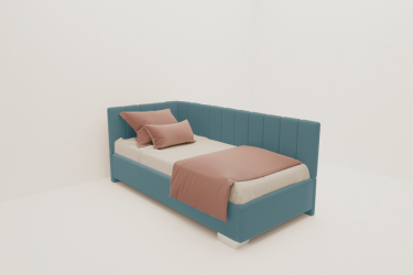 Детская кровать 120 190 ТЕРРА С ОРТОПЕДИЧЕСКИМ ОСНОВАНИЕМ (BERHOUSE) Цвет фасада: Голубой; Материал фасада: Металл/Велюр; Спальное место: 1200х1900