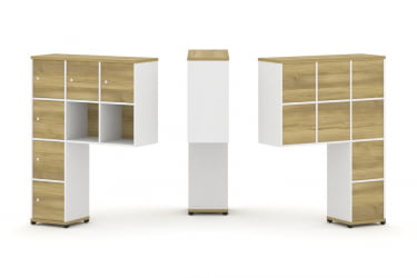 Надставка на стол высокая односторонняя + задняя стенка (8 шт.) + распашной фасад (6 шт.) CONCEPT CN.ONV-009 Дуб Винченцо Белый бриллиант Черный металл