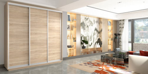 Шкаф-купе трехдверный Экспресс Трио Элемент 1800х2200h Дуб сонома