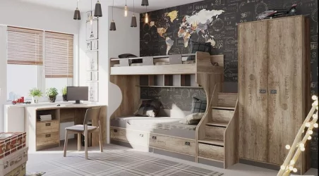 Набор детской мебели Пилигрим 04 Дуб каньон светлый/Серый