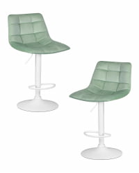 Стул барный ДОБРИН ТАИЛОР ВХИТЕ (пудрово-мятный велюр (МДЖ9-87)) 2 шт / DOBRIN TAILOR WHITE (MJ9-87))