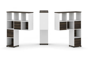 Надставка на стол высокая двухсторонняя + задняя стенка (5 шт.) CONCEPT CN.DNV-003 Дуб Мали Белый бриллиант Черный металл