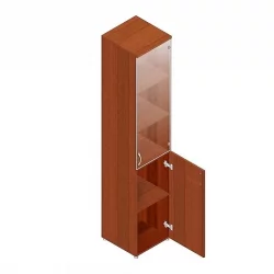Шкаф для документов узкий с прозрачными стеклами Р.П-2СБ Орех Гепланкт