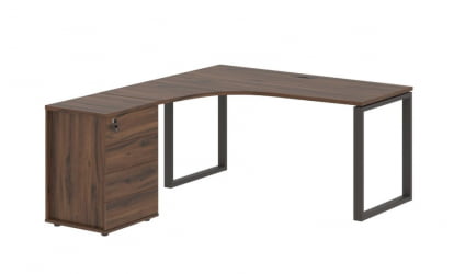 Стол эргономичный с тумбой левый EDIS EQCET 1518 L Дуб Денвер темный Мокко