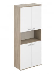 Шкаф высокий с нишей Сигма СГ.841.ОД.ВХ.ВХ Дуб темный Белый / Sigma SG.841.OD.WH.WH