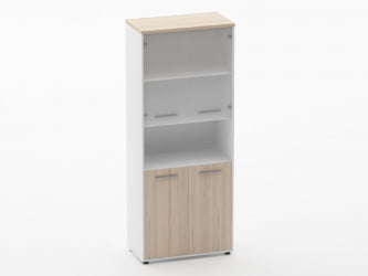 Шкаф 4 широкий верх стеклянные двери, низ закрытый, с нишей Deka 10.19.181 Туя/Белый