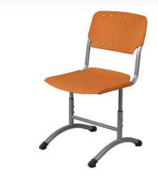 Стул ученический регулируемый (рост 5-7) 460х530 мм Пластик Оранжевый РАЛ 2003/Металл Серый / RAL