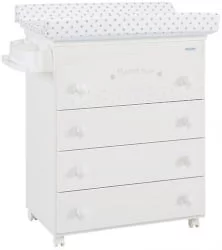 Комод в детскую Micuna Bonne Nuit пеленальный B-970 white матрасик stars grey