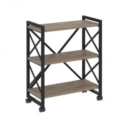 Стеллаж на колесных опорах - 3 полки LOFT  VR.L-MST.K-3.8 Металл черный Тиквуд темный