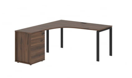 Стол эргономичный с тумбой левый EDIS EUCET 1518 L Дуб Денвер темный Черный