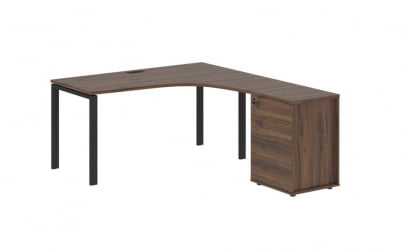 Стол эргономичный с тумбой правый ЕДИС ЕУCЕТ 1518 Р Дуб Денвер темный Черный / EDIS EUCET R