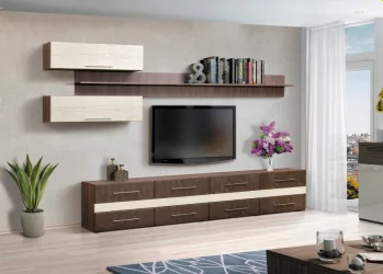 Набор мебели для гостиной Грация 9.1 МДФ матовый Ясень шимо темный/Кофе с молоком/Кофе Мокко