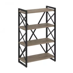 Стеллаж на регулируемых опорах - 4 полки LOFT VR.L-MST.O-4.8 Металл черный Тиквуд темный