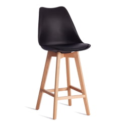 Стул барный TULIP BAR (mod. C1014H-1) / 1 шт. в упаковке пластик/дерево, 42 х 47,5 х 104 см, Black (Черный) 3010/ натуральный