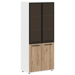 Шкаф комбинированный  с дверьми в металлической раме EDIS EHCS 85.7 Дуб Денвер светлый Черный Белый