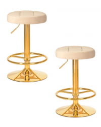 Табурет барный ДОБРИН БРУНО ГОЛД (бежевый велюр (МДЖ9-10)) 2 шт / DOBRIN BRUNO GOLD (MJ9-10))