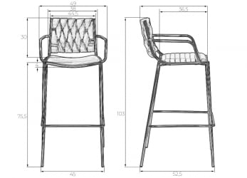 Стул барный DOBRIN MILLER GOLD (cветло-серый велюр (135-37))