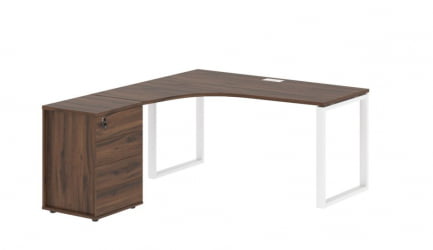 Стол эргономичный с тумбой левый EDIS EQCET 1518 L Дуб Денвер темный Белый