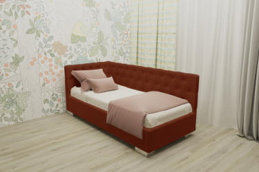 ДЕТСКАЯ МЯГКАЯ ИНТЕРЬЕРНАЯ КРОВАТЬ ВЕРСАЛЬ БЕЗ ОСНОВАНИЯ (BERHOUSE) Цвет фасада: Оранжевый; Материал фасада: Металл/Велюр; Спальное место: 800х1900