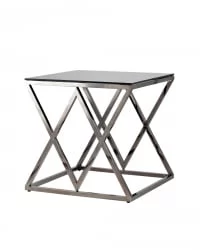 Журнальный стол ИНСИГНИЯ 55x55 Темный хром стекло smoke