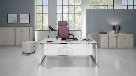 Стол рабочий, прямолинейный три опоры, левый GLOSS LINE НСТЛ-П.985 Ivory