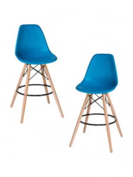 Стул барный DOBRIN DSW BAR (ножки светлый бук, цвет сиденья голубой (BE-02)) 2 шт