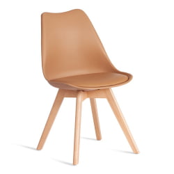 Мягкий стул TULIP (mod. 73-1) дерево/пластик/экокожа, 47,5x55x80 см, Бежевый (Latte)