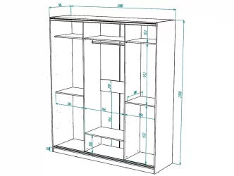 Шкаф-купе 3-х дверный Виктория 2000х584х2300, Бодега светлая 20ДЛЛЛДЗДЛЛЛ-ЯППШ-Бс 310-2987