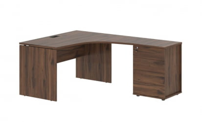 Стол эргономичный с тумбой правый EDIS EDCET 1318 R Дуб Денвер темный Черный