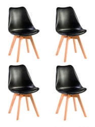 Стул обеденный DOBRIN JERRY SOFT (ножки светлый бук, цвет сиденья черный (B-03)) 4 шт