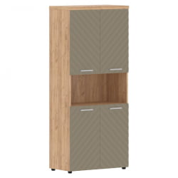 Шкаф с 2-мя комплектами глухих малых дверей и топом Torr LUX TLHC 85.4 Дуб Бофорд Капучино