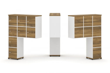 Надставка на стол высокая односторонняя + задняя стенка (8 шт.) + распашной фасад (8 шт.) CONCEPT CN.ONV-010 Сандал Янтарный Белый бриллиант Черный металл