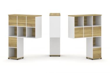 Надставка на стол высокая двухсторонняя + задняя стенка (8 шт.) CONCEPT CN.DNV-005 Дуб Винченцо Белый бриллиант Черный металл