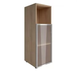 Шкаф книжный средний со стеклом в раме Lacobel без топа YALTA LT-SU 2.2L black Снежная Патина