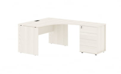 Стол эргономичный с тумбой правый EDIS EDCET 1318 R Ясень Траун Черный