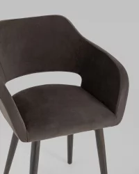 Стул с подлокотниками Саймон велюр Темно-коричневый