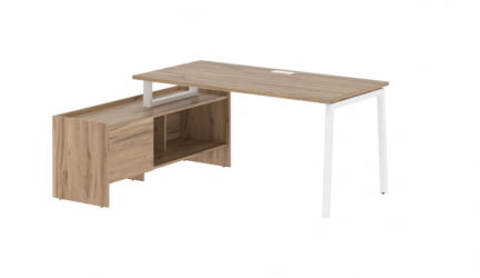 Стол с тумбой ЕДИС ЕЛCТ 17814 Дуб Денвер светлый Белый / EDIS ELCT
