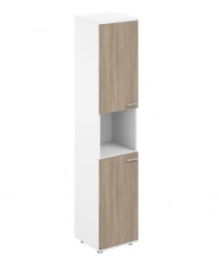 Шкаф высокий с нишей левый Sigma SG.846.WH.OD.OD.L Белый Дуб темный