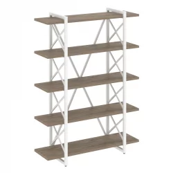 Стеллаж на регулируемых опорах - 5 полок LOFT VR.L-MST.O-5.8V Металл белый Тиквуд темный