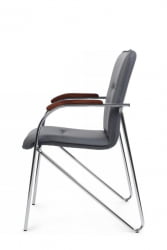 Стул Самба с деревянными подлокотниками СМБ-02Х Хром гальв. Серый / SMB-02H