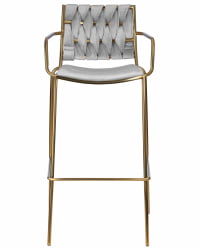 Стул барный DOBRIN MILLER GOLD (cветло-серый велюр (135-37))