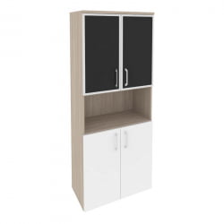 Шкаф высокий широкий ОНИКС О.СТ-1.4Р блаcк Дуб Аттик/Белый / ONIX O.ST-1.4R black