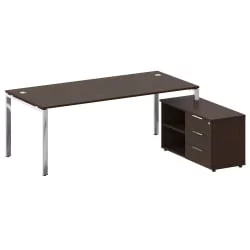 Стол рабочий руководителя с опорной тумбой левый МЕТАЛ СЙСТЕМ ДИРЕCТ БГ.СРТ-6.9 Пр Венге Цаво / METAL SYSTEM DIRECT